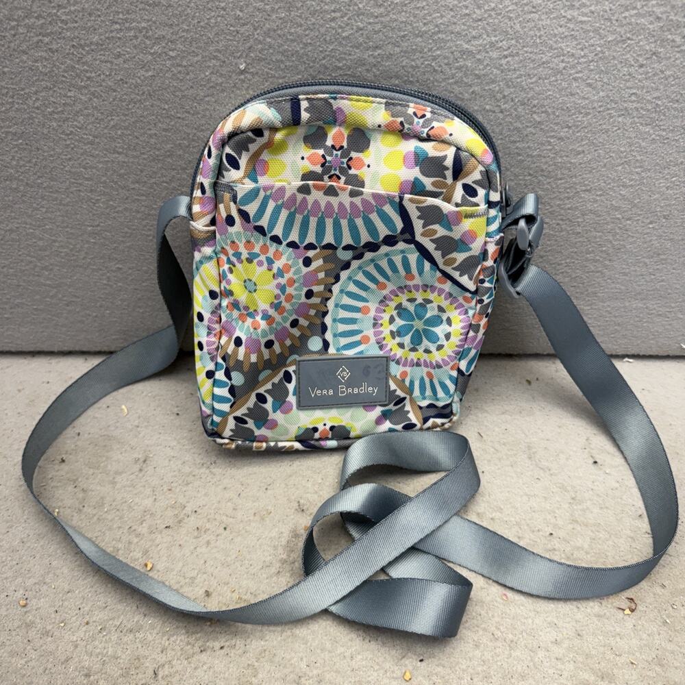 Vera Bradley ReActive RFID Mini Hipster Crossbody Bag Sunny Medallion Gray